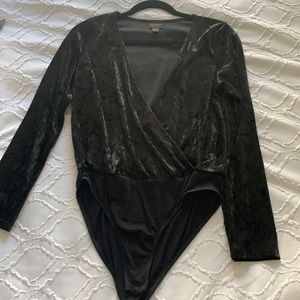 Velour black body suit by Free Press. Size small.